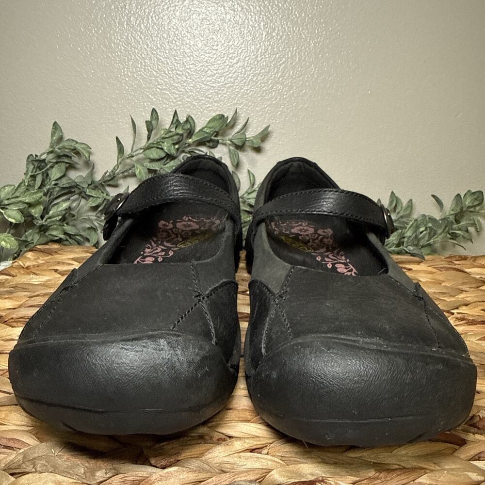 Keen Womens Black Leather Strap Clog Mary Jane Shoes Sz US 9 EU 39.5 Comfort - Picture 3 of 13